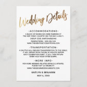 ミニマルフェイク金ゴールド結婚タイポグラフィ詳細 エンクロージャーカード (正面)