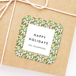 ミニマルフェスティバルクリスマスパターンの挨拶 スクエアシール