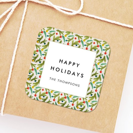 ミニマルフェスティバルクリスマスパターンの挨拶 スクエアシール