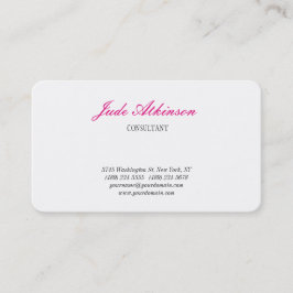 ミニマルフェミニンム手書きモダンホワイトプレーン 名刺