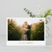 ミニマルフォトゴールドモダン結婚式披露宴 箔招待状 (立ち正面)