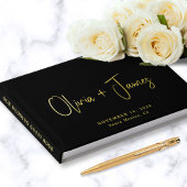 ミニマルフォトブラックのスクリプ結婚ト ゲストブック