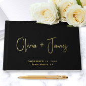 ミニマルフォトブラックのスクリプ結婚ト ゲストブック