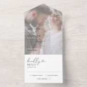 ミニマルフォトブラック&ホワ結婚イト オールインワン招待状