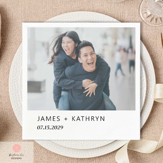 ミニマルフォト シンプル エレガント ウェディング モダン スタンダードカクテルナプキン