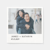 ミニマルフォト シンプル エレガント ウェディング モダン スタンダードカクテルナプキン (正面)