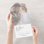 ミニマルフォト ブラック＆ホワイトウェディング オールインワン招待状 (貼ってはがせる)