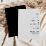 ミニマルフォーマルイニシャルブラックボダ結婚ズ 招待状<br><div class="desc">このミニマルフォーマルイニシャルブラックボーダ結婚式招待状はクラシックに最適結婚である。デザインは白エレガント黒の背景にフォントを備え、イベントを飾る。</div>