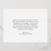 ミニマルフォーマルクラシック結婚サンキューカード 箔招待状ポストカード (裏面)