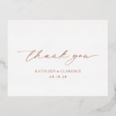 ミニマルフォーマルクラシック結婚サンキューカード 箔招待状ポストカード (正面)