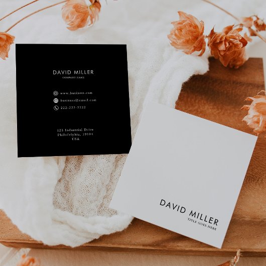 ミニマルフォーマルリストの白黒名刺 スクエア名刺