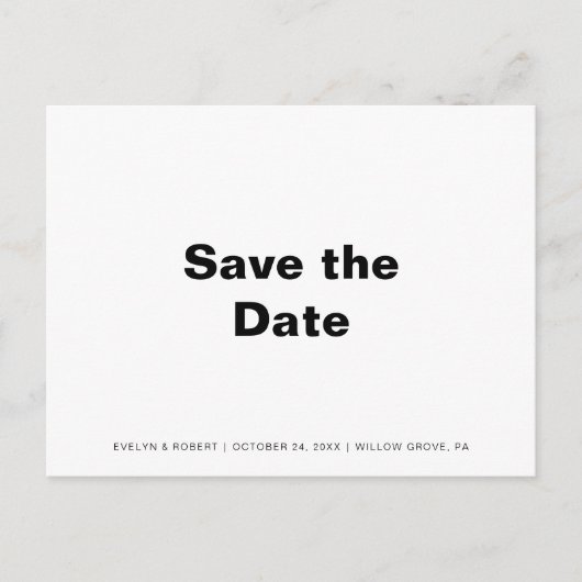 ミニマルフォーマルリストウェディング日付カレンダーの保存 案内ポストカード (正面)