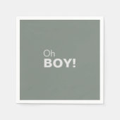 ミニマルフォーマルリストグリーンOh男の子ベビーシャワー スタンダードカクテルナプキン (正面)