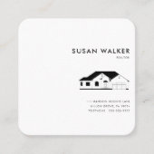 ミニマルフォーマルリストブラック&ホワイト不動産仲介業者 スクエア名刺 (正面)