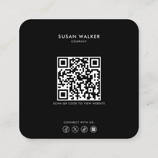 ミニマルフォーマルリストブラック&ホワイト不動産仲介業者 スクエア名刺 (裏面)