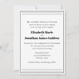 ミニマルフォーマルリストブラック&ホワイト結婚式招待状 招待状