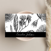 ミニマルフラワーシックブラック&ホワイトプロフェッショナル 名刺