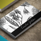 ミニマルフラワーシックブラック&ホワイトプロフェッショナル 名刺