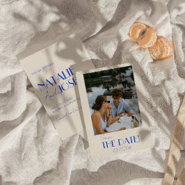 ミニマルフランスのお洒落レトロ写真結婚の セーブザデート