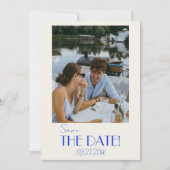 ミニマルフランスのお洒落レトロ写真結婚の セーブザデート (正面)