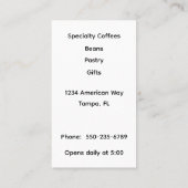 ミニマルフランスのリストプレスコーヒショップ名刺 名刺 (裏面)