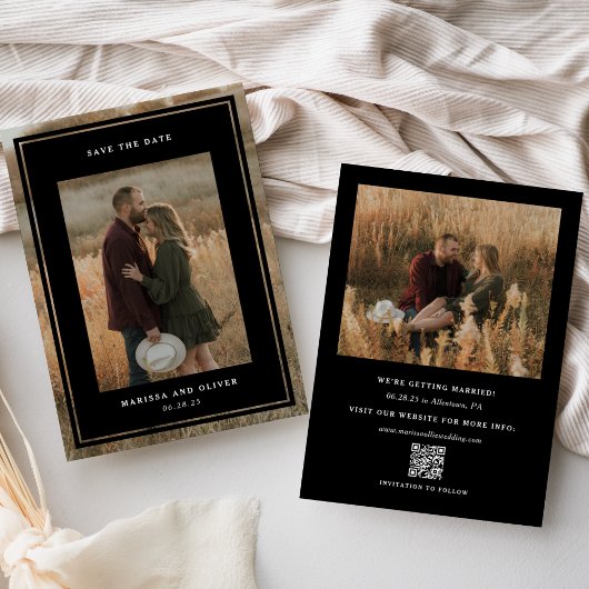 ミニマルフレーム写真QRウェブサイトウェディング セーブザデート