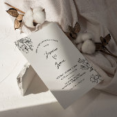 ミニマルフローラかわいいハートリハーサルディナー 招待状