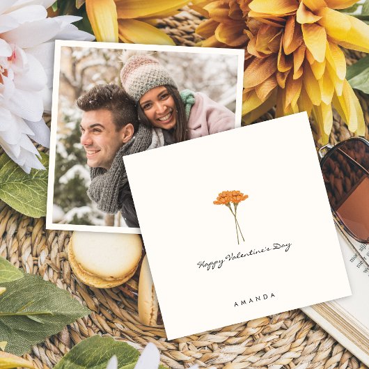 ミニマルフローラかわいいボーイフレンドのバレンタインカード 招待状