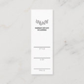 ミニマルフローラアパレルブティック価格ラベル スキニー名刺 (裏面)