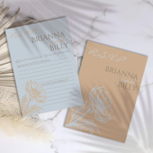 ミニマルフローラウェディングRSVPカード