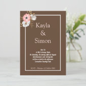 ミニマルフローラウォーター結婚カラーブラウン 招待状 (スタンド正面)