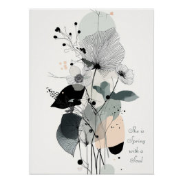 ミニマルフローラウォールアートプリント1 ポスター