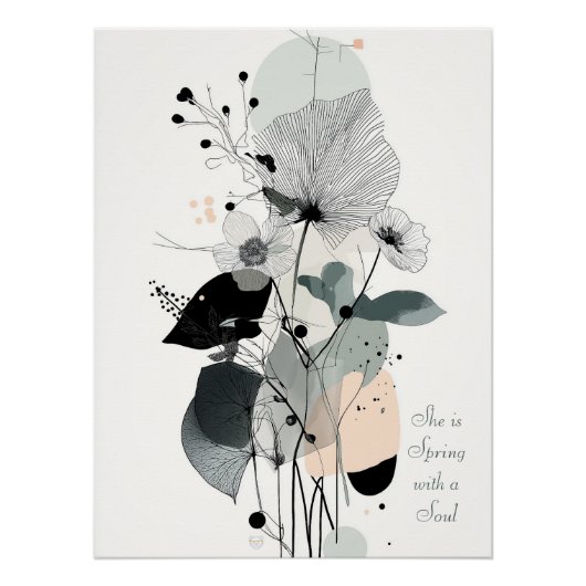 ミニマルフローラウォールアートプリント1 ポスター (正面)