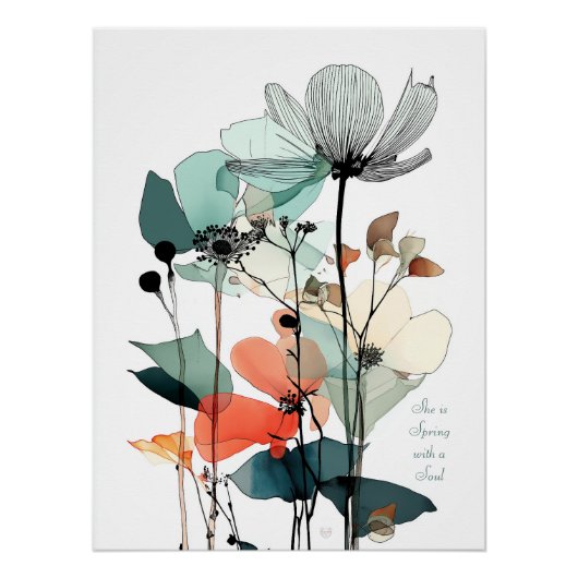 ミニマルフローラウォールアートプリント2 ポスター (正面)