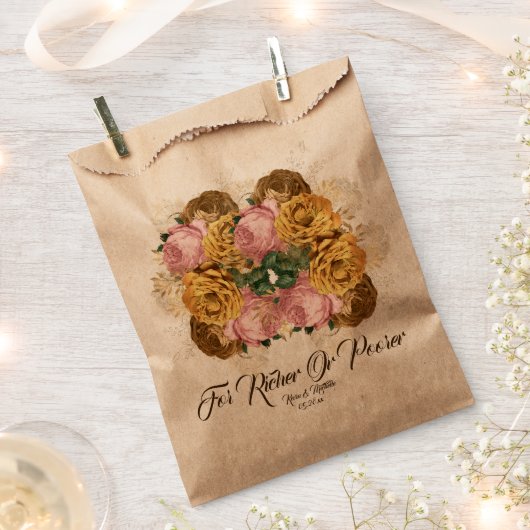 ミニマルフローラエレガントウェディングゲスト フェイバーバッグ (クリップ留めされた状態)