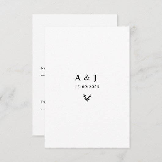 ミニマルフローラエレガント植物単図リース 出欠カード (正面/裏面)