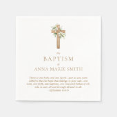 ミニマルフローラクロスバプテスマ聖書聖句 スタンダードカクテルナプキン (正面)