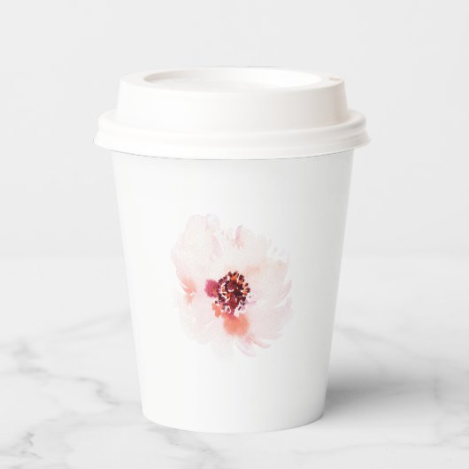 ミニマルフローラコーヒーカップ – ソフトウォーター色 紙コップ (正面)