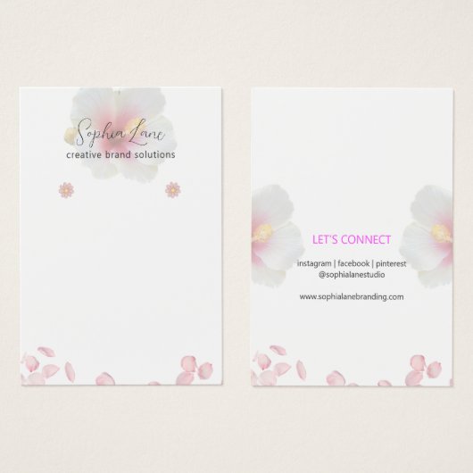 ミニマルフローラジュエリーディスプレイカードテンプレート (正面&裏面)