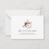 ミニマルフローラスモールビジネスホリデーサンキュー ノートカード (裏面)