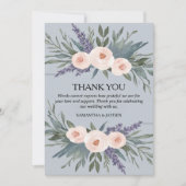 ミニマルフローラダスティー結婚ブルー サンキューカード (正面)