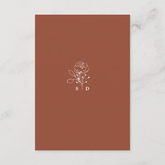 ミニマルフローラテラコッタモノグラム結婚ズ エンクロージャーカード (裏面)