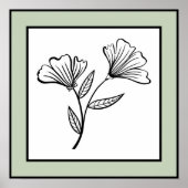 ミニマルフローラデュオ黒い線淡い色の緑縁ど ポスター (正面)