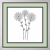 ミニマルフローラトリオ黒い線淡い色の緑縁ど ポスター (正面)