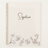 ミニマルフローラニュートラルベージュパーソナライズされた プランナー手帳 (正面)