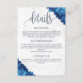 ミニマルフローラネイビーブルーマーブル結婚ズ詳細 エンクロージャーカード (正面)