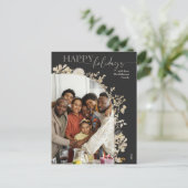 ミニマルフローラハッピーホリデー1家族写真 シーズンポストカード (スタンド正面)