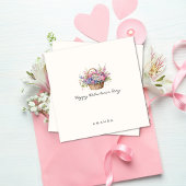 ミニマルフローラバスケットかわいいバレンタインデーのカード 招待状