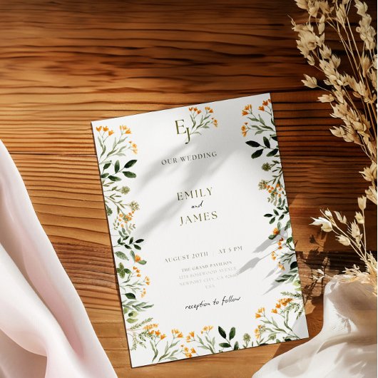 ミニマルフローラフレーム結婚式招待状カード 招待状