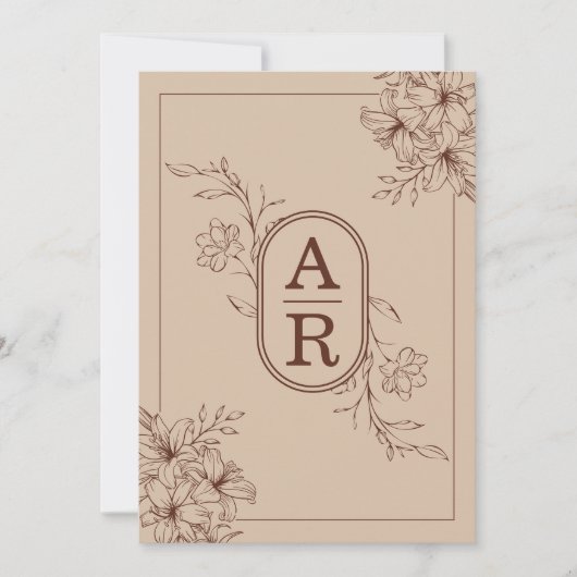 ミニマルフローラフレーム結婚式招待状 招待状 (正面)